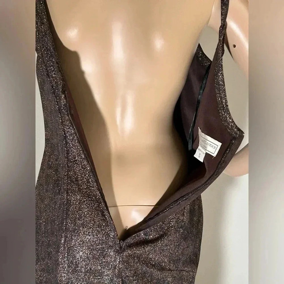 Gunne Sax Jessica McClintock Vintage Cocoa Metallic Shimmer Cocktail Size 7/8 - Picture 5 of 10